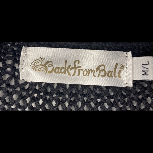 EUC Back from Bali black medium weight knit sweater with fringe. - Picture 2 of 10